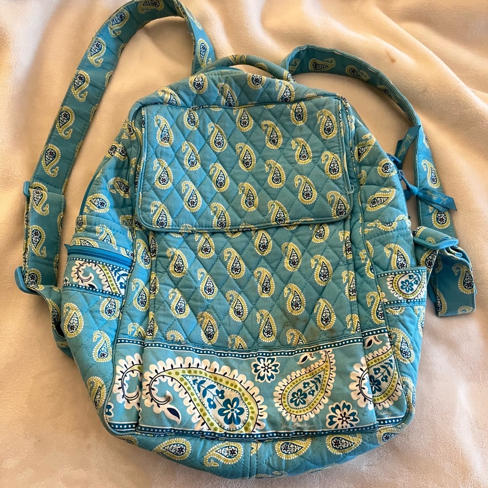 Vera Bradley Teal and Yellow Paisley Backpack